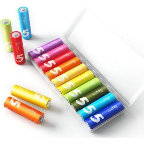 10PCS/Lot XIAOMI ZMI ZI5 AA lkaline Battery Rainbow Disposable Batteries Kit for Camera Mouse Keyboard Controller Toys