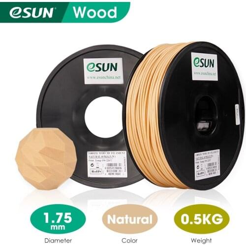 ESUN Wood PLA Filament 1.75mm, Wood PLA 3D Printer Filament, 0.5KG (1.1 LBS) Spool 3D Printing Filament for 3D Printers