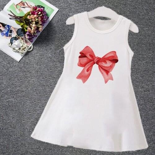White Summer Girl Nightgown Cartoon Pajamas Dress For Kids Teenager Night Dress 4-9years Baby Nightdress Magic Fairy Bow Print