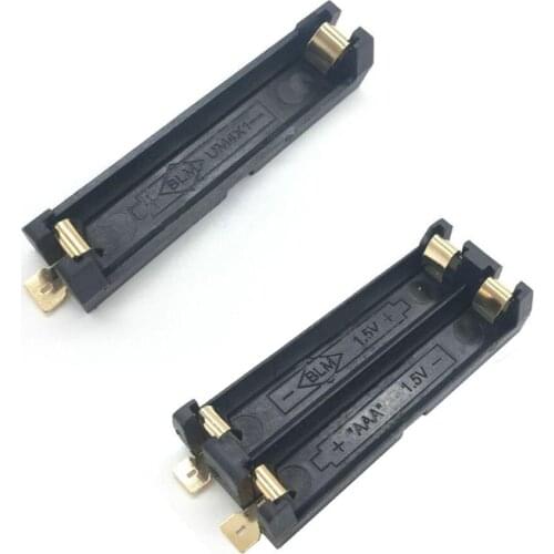 Wholesale Hot sell High Quality 1/2 Slot AAA Battery Holder SMD SMT Battery Box with Bronze Pins DIY Lithium Battery Spring Box