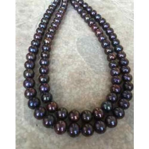 Jewelry ELEGNAT 9-10mm tahitian round black red pearl necklace 33inch