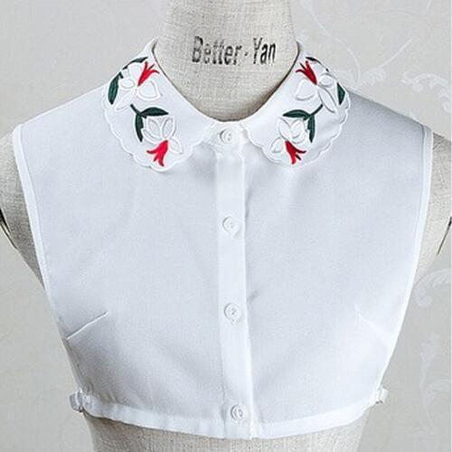 Fake Collars Lapel Blouse Detachable Collars Accessories embroidery hollow out false collar turn down peter pan collares necktie