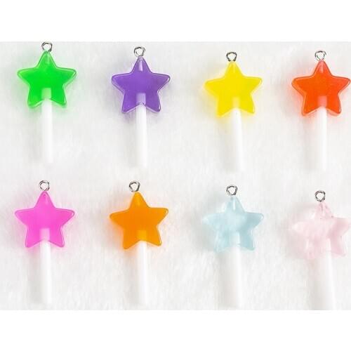 10pcs Flatback resin star lollipop charms candy pendant for earrings diy Keychain parts