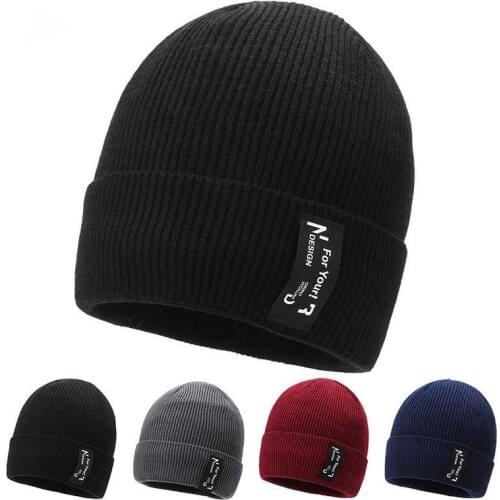 Casual Beanies For Men Women Fashion Knitted Winter Hat Solid Hip-hop Skullies Hat Bonnet Unisex Cap