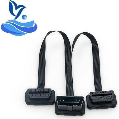 OBDII Extension 30CM Dual Connector Y Splitter OBD OBD2 16PIN Male to Female Connection Flat+Thin as Noodle ELM327