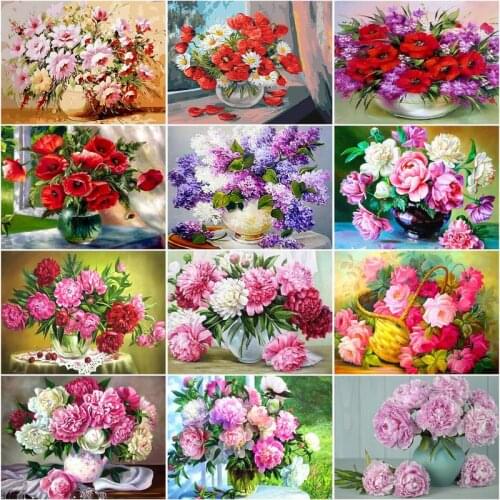 RUOPOTY 60x75cm Frame Painting By Numbers Flowers Acrylic Wall Art Home Decors Coloring By Numbers For Home Diy Gift Artcraft