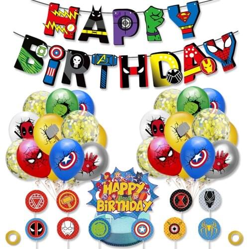 Marvel Beauty Team Spider-Man Sequin Balloon Combo Party Pull Flag Set Hero Theme Birthday Party Decorations Childrens Gifts