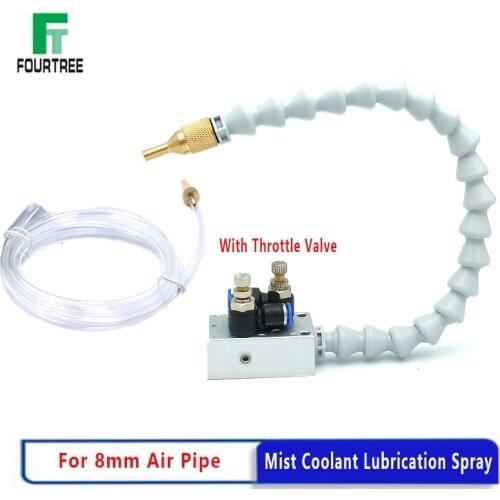 Mist Coolant Lubrication Spray With Throttle Valve Machine Metal Cutting Engraving Cooling 8mm Air Pipe CNC Lathe Milling Drill