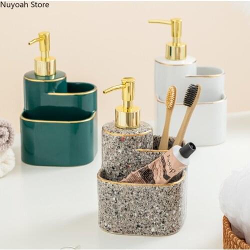 Light Luxury Ceramic Hand Sanitizer Shower Gel Shampoo Moisture Bottling Set Creative High-end Hotel Lotion Press Bottle