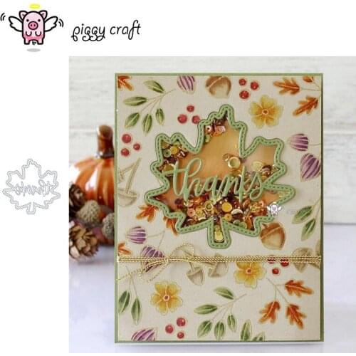 Piggy Craft metal cutting dies cut die mold Thanks letter maple leaf Scrapbook paper craft knife mould blade punch stencils dies