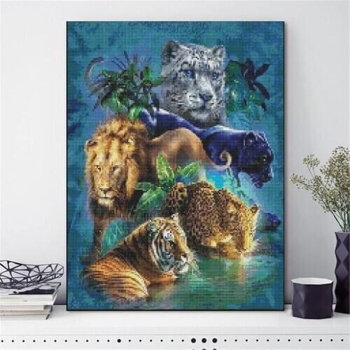 Tiger Fashion 5D Diy Diamond Painting Cartoon Characters Painting Embroidery Picture Diamond Mosaic Wall Hanging Painting