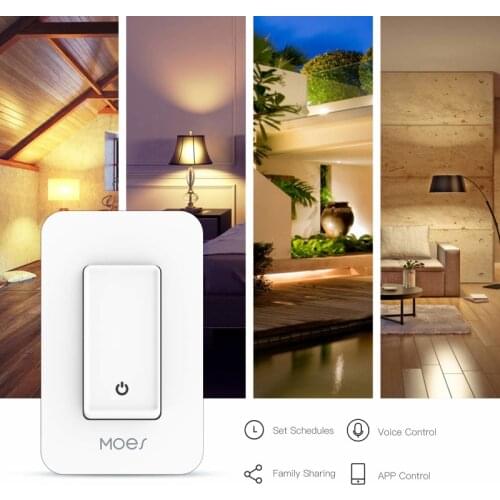 10A US Single Pole Tuya WiFi Smart Switch No Neutral Wire Single Fire Samrt Push Button Swich App Control For Alexa Google Home