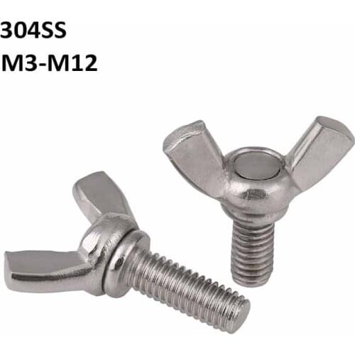 304 Stainless Steel Butterfly Bolt Wing Bolt Wing-Head Thumb Screws Hand Tighten Screws DIN316 M3 M4 M5 M6 M8 M10 M12