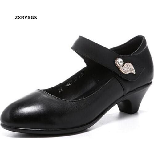 High Quality Cowhide Crystal Women Leather Shoes High Heels 4 Cm 2021 New Elegance Fashion Shoes Black Work Banquet Women Shoes