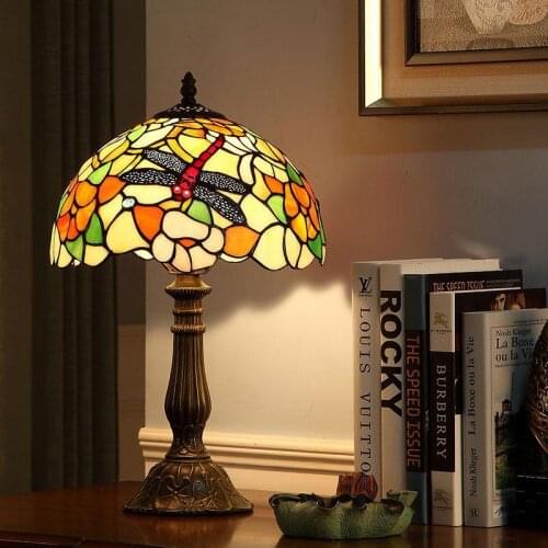WOERFU 30CM Tiffany Table Lamp Bedroom Bedside Lamp Creative Fashion Retro Table Lamps