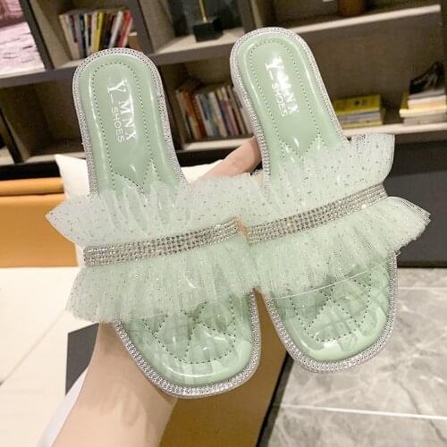 HOT 2020 Slippers Women Shoe Fashion Flats Summer Women Slippers Fashion Lace Non-slip Basic Casual Slip on Casual SIZE 35-40