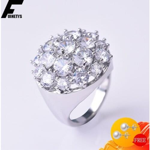 Luxury Charm Rings for Women Silver 925 Jewelry with Zircon Gemstones Wedding Engagement Party Accessories Finger Ring Wholesale