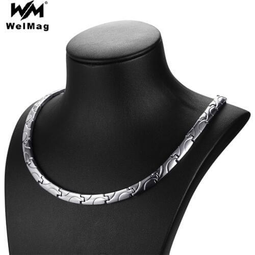 WelMag 2019 Fashion Healthy Bio Energy Magnetic Necklace Titanium Power Necklaces Classic Link Chain For Women Health Jewelry