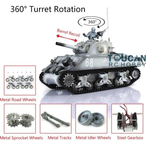 1/16 Heng Long Snow Customized 7.0 Sherman RC Tank 3898 360° Turret Barrel Recoil TH17903-SMT4