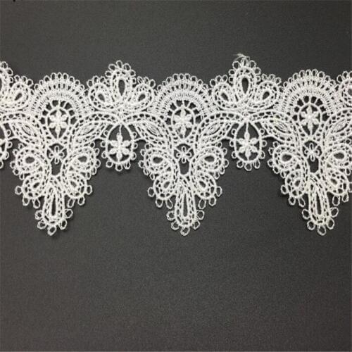 1yard 6.4cm White/Black Flower Embroidery Lace for Wedding Dress Decoration DIY Sewing Accessories