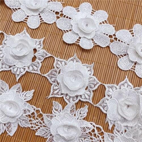 10Y New Handmade White Polyester Lace Applique Flower Trims Girls Clothing Hat Accessories Clothing Accessories Wedding DIY