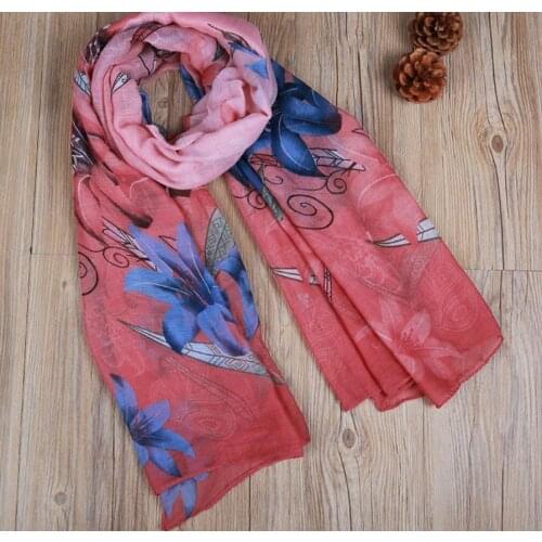 120pcs/lot new fashion big petal Lilium flower print scarf shawl pashmina/lily flower scraves