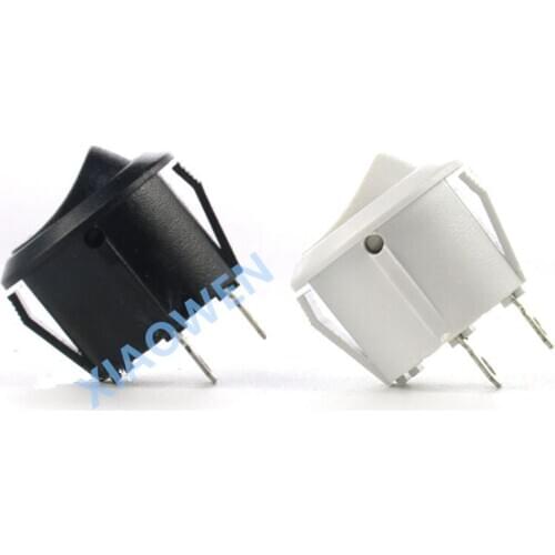 Switch 20Pcs AC 3A 6A 250V On Off Snap in SPST Round Boat Rocker Switch Black/White