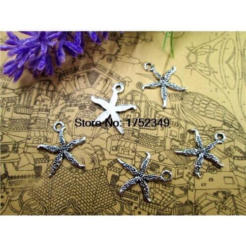 40pcs Delicate Starfish Charms in Silver Tone 18x18mm
