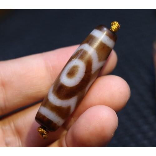 46MM Treasure Unique Magic Energy Tibetan Old Agate Lotus Heart 3 Eye dZi Bead Amulet Pendant UPD0407A Timestown UPD210106A