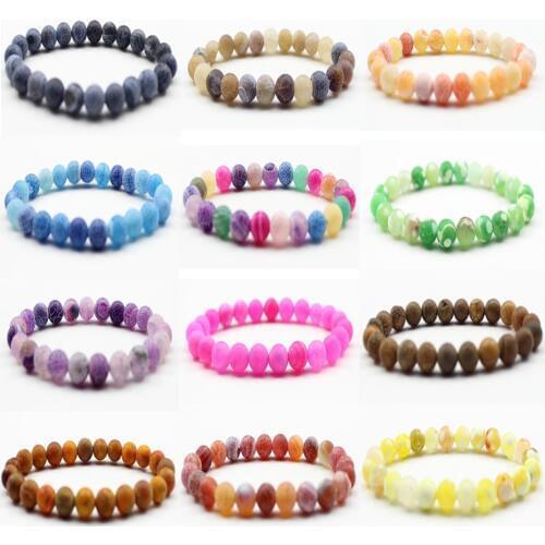 Fashion 8mm Natural Stone Beaded Bracelet Men Women Jewelry Lava Rock Weathered Matte Healing Beads Stretch Charm Yoga Bangle