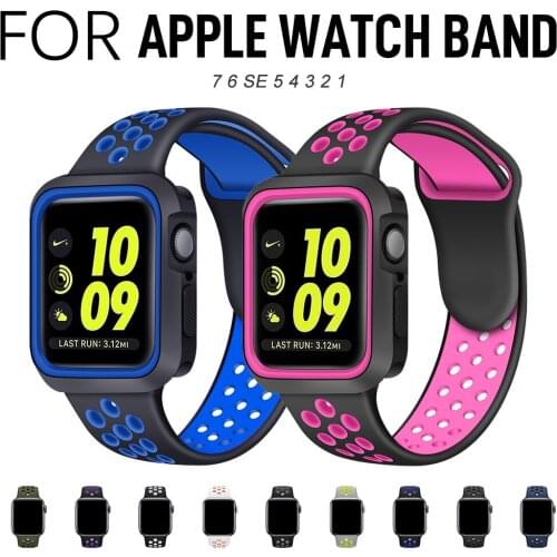 Case+Strap For Apple Watch band 44mm 40mm 38mm 42mm 44 mm Silicone smartwatch watchband bracelet iWatch series 3 4 5 6 se band
