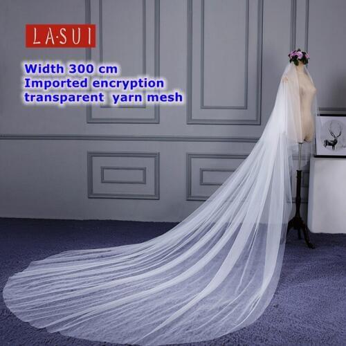 LASUI Width3.0 m 2 color top grade encryption transparent soft yarn mesh wedding dress bridal veil cloth fabric DIY F0008