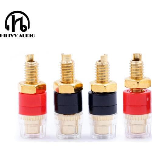 Hifi Small Crystal Stud Copper-plated speaker terminal socket Audio amplifier Posts 6mm Banana jack socket