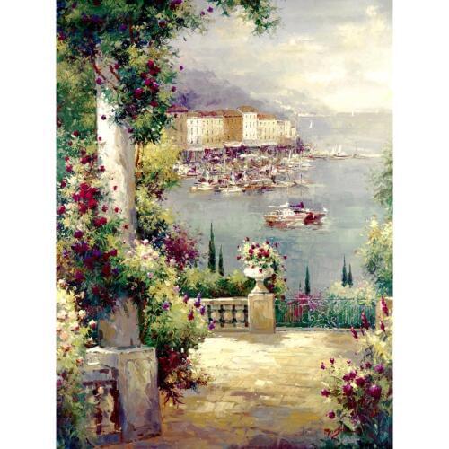 Hand painted oil paintings garden Landscapes Capri Vista I canvas art for wall decor
