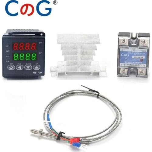CG R8-100 Digital Temperature Controller Thermostat K Type SSR output 40DA SSR Relay K/J Screw M6 1m Thermocouple Probe RKC