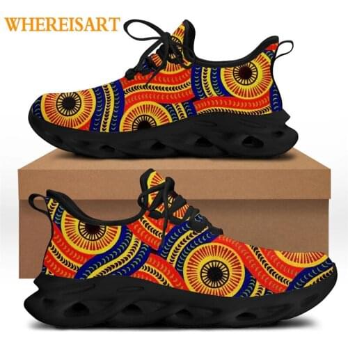 WHEREISART Mens Casual Vulcanized Shoes Vintage African Ethnic Tribal Print Breathable Sport Sneakers Non-slip zapatillas