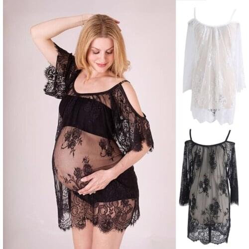 Lace See Through Maternity Dresses Sleepwear Studio Clothes Pregnancy Photo Prop M29 dropshipping