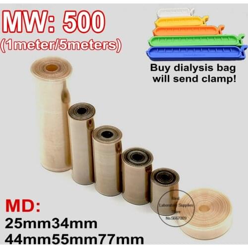 1meter/5meters laboratory MW 500 Regenerated cellulose dialysis bag, MD25/34/44/55/77mm RC dialysis bag