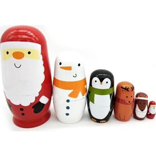 Russian Matryoshka Six-layer Santa Claus Wooden Toys Valentine Gift Home Decor