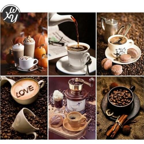 5D Diamond Painting Kit Coffee Round Square Rhinestones Mosaic Art Full Drill Cross Stitch Kits Embroidery for Home Decor Family