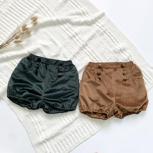 New 2021 Autumn Winter Girls Shorts Fashion Velvet Kids Baby Girls Shorts Cute Pumpkin Short Pants DT524