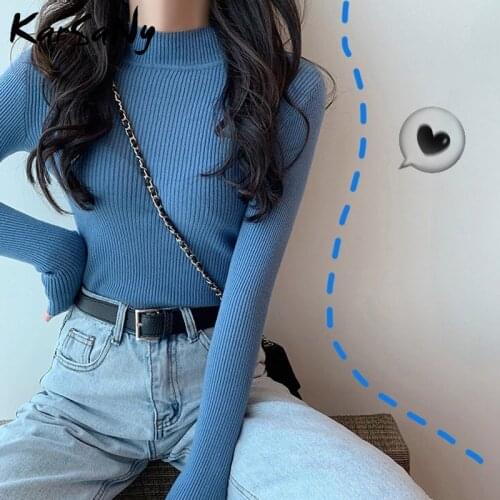 Autumn Women Sweaters And Pullovers Turtleneck Slim Womens Jumper White Knitted Tops Winter Ladies Sweater Woman 2021 Korean