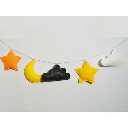 Quality Nordic Style Cute Felt Clouds Star Shape Wall Hanging Ornament Pendant Kids Room Nursery Decoration Photography Props
