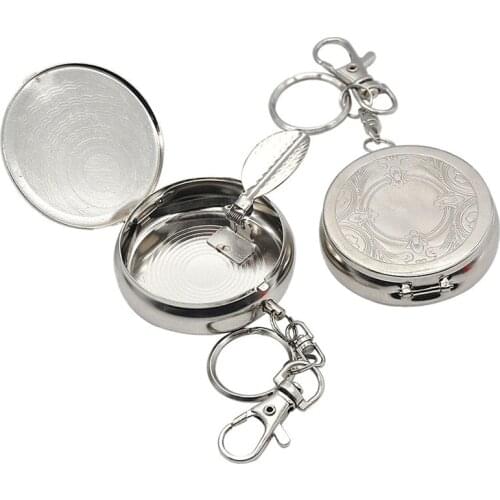 Stainless Steel Portable Mini Ashtray with Key Chain and Cigarette Pocket Ashtray/Vehicle Cigarette Ashtray