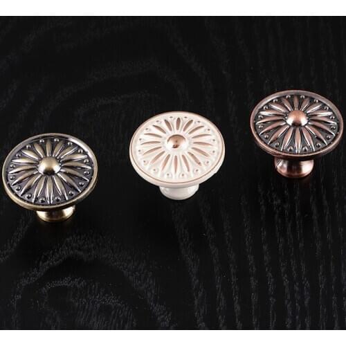 Retro Red Bronze Kitchen Cabinet Knobs Cupboard Door Zinc Alloy Handles Vintage Wardrobe Furniture Handle Drawer Pulls Knobs