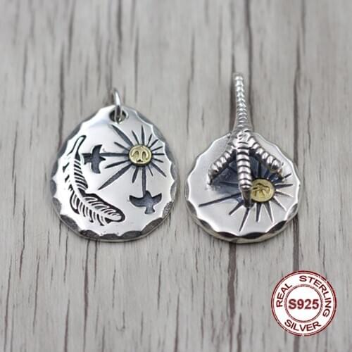 925 sterling silver pendants Personality classic retro style Brass flying bird Indian Eagle claw styling Send lovers gift