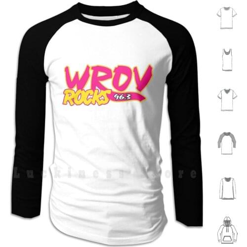 Wrov Rocks Radio Hoodie Long Sleeve Radio Radio Rock Radio Metal Radio Punk 80s Rock 80s Music 80s Logo 80s Hard Rock
