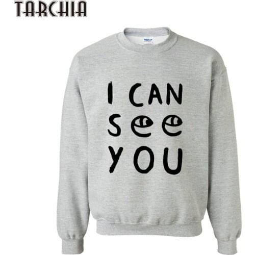 TARCHIA I CAN SEE YOU Letter Printed Hoodies Slim Pullover Hoody Mens Sweatshirt New Fitness Tracksuit Moletom Masculino
