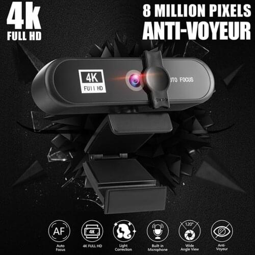 Full UHD 4K 8 Megapixel USB Video Streaming Web Camera with MIC Microphone for Computer PC Laptop Users 360 USB Driver Webcam