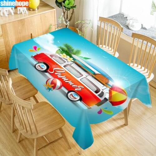 Vintage Surf Pattern Table Cloth Oxford Print Waterproof Oilproof Home Rectangular Party Table Cover 100X140cm/140X250cm